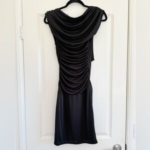 Elegant Black Ruched Cocktail Dress